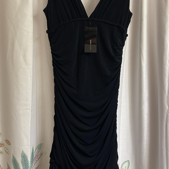 BCBG Maxazria Little Black V Neck Jersey Dress NWT - Picture 5 of 5